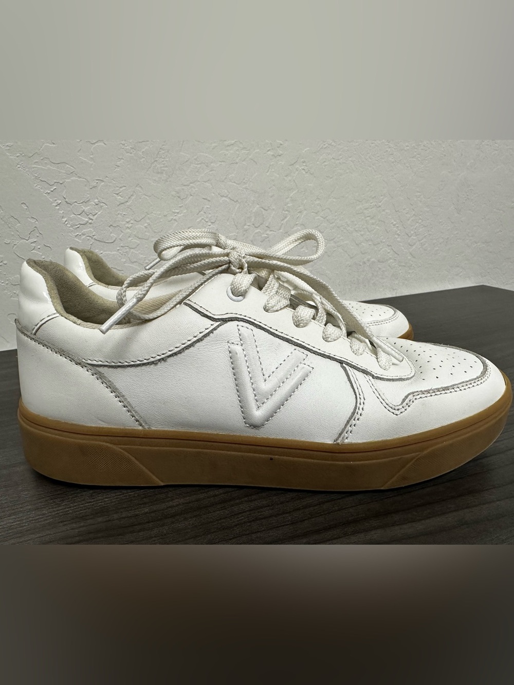Vionic White Leather Sneakers with Gum Sole